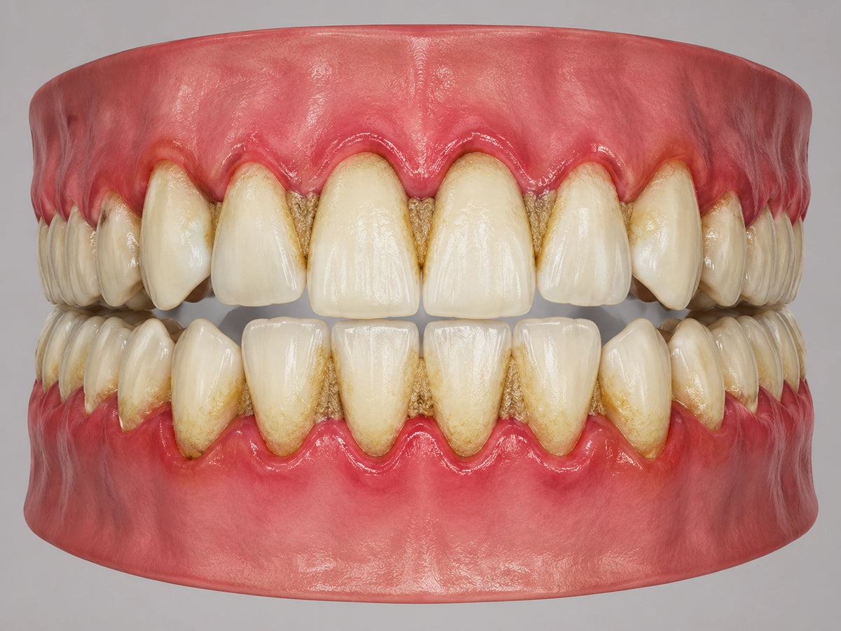 bad oral conditon with plaque, tartar and sweilling gum