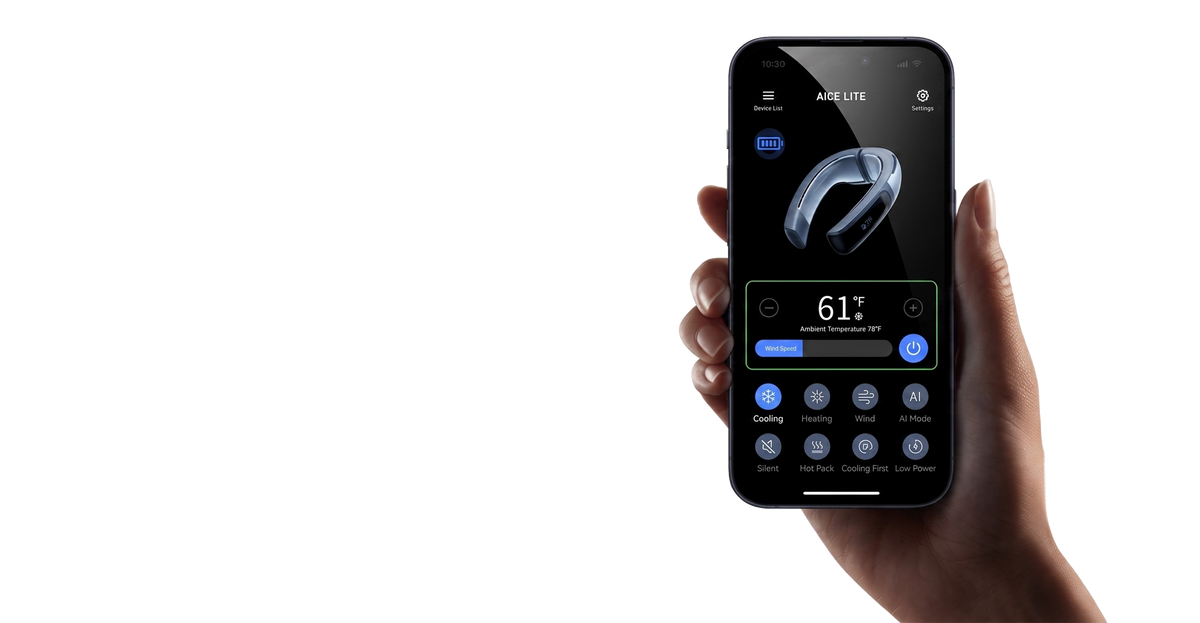 Download center hero image, a hand holding a phone with RANOO application opened.